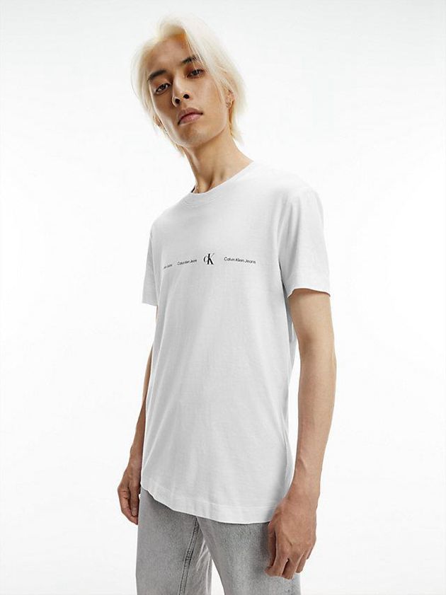 Calvin Klein USA Slim Repeat Logo Mens T-Shirt White 0594172-DX